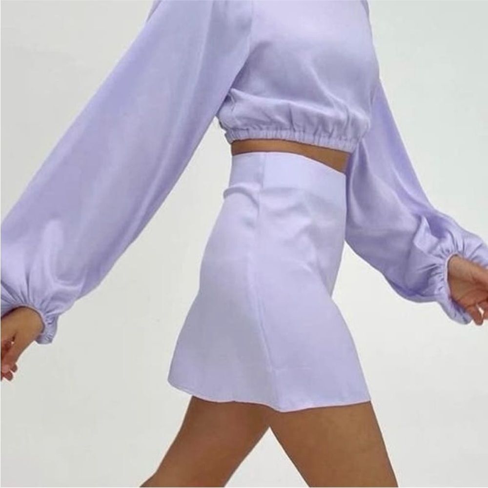 NWT WeWoreWhat REVOLVE Mini Slip Skirt Satin Charmeuse Heather Purple